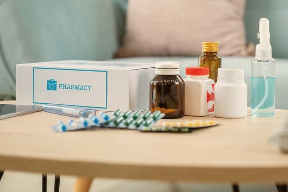 Medicines gathered together at home